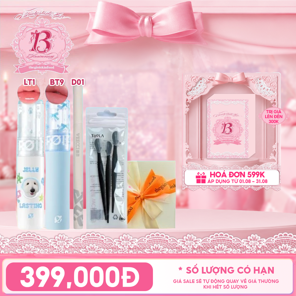 [HỘP QUÀ YÊU THƯƠNG] Son Tint Bóng FOIF Jelly Lasting Tint + Son Kem Lì FOIF Daily Blur Tint + Bút Kẻ Mắt VEECCI Vivid Color Eyeliner Pen + Dao Cao Lông Mày TOOLA + Hộp Quà Ngẫu Nhiên