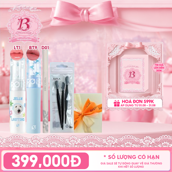  [HỘP QUÀ YÊU THƯƠNG] Son Tint Bóng FOIF Jelly Lasting Tint + Son Kem Lì FOIF Daily Blur Tint + Bút Kẻ Mắt VEECCI Vivid Color Eyeliner Pen + Dao Cao Lông Mày TOOLA + Hộp Quà Ngẫu Nhiên 