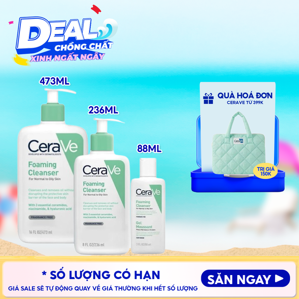  Sữa Rửa Mặt Cerave Sạch Sâu Dành Cho Da Dầu Developed With Dermatologists Foaming Cleanser 