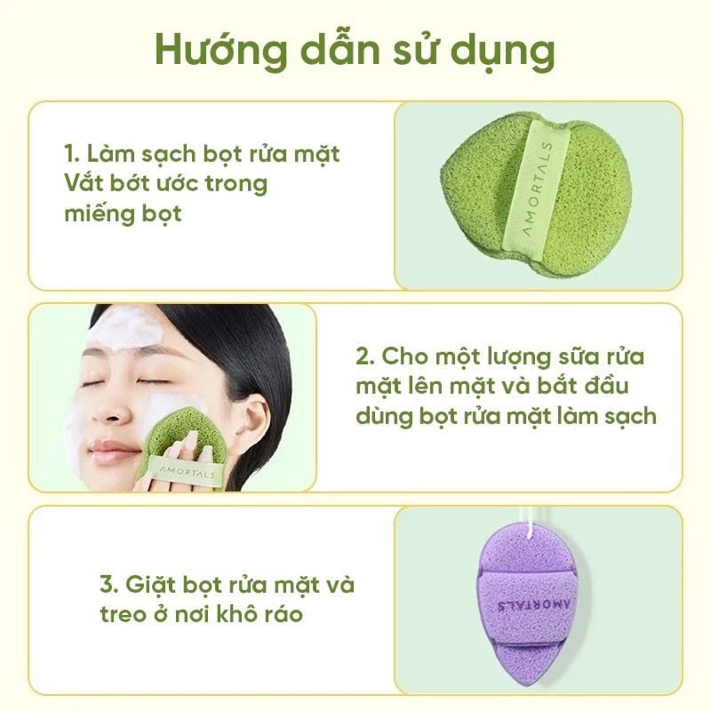 Bông Rửa Mặt Amortals Bọt Biển Wash To Smile Face-washing Puff