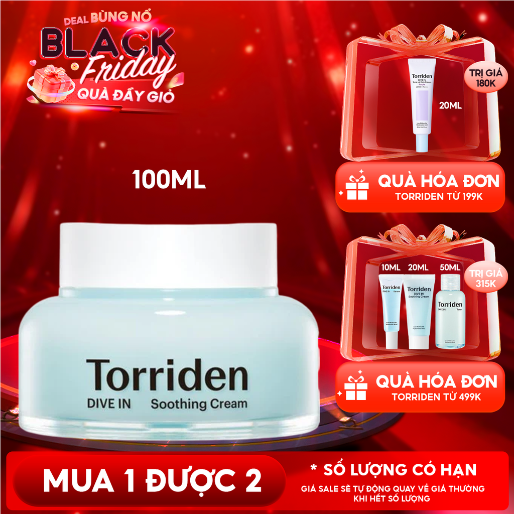 Kem Dưỡng Torriden Làm Dịu, Dưỡng Ẩm, Căng Mịn Da Dive-In Low Molecular Hyaluronic Acid Soothing Cream 100ml