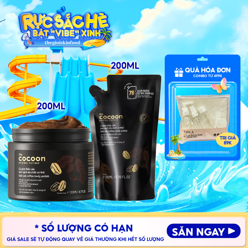 Tẩy Da Chết Body Cocoon Làm Đều Màu Da Và Dưỡng Mịn Da Chiết Xuất Cà Phê Dak Lak, Đường Thốt Nốt An Giang Body Polish