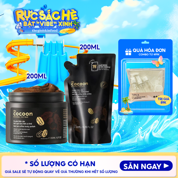  Tẩy Da Chết Body Cocoon Làm Đều Màu Da Và Dưỡng Mịn Da Chiết Xuất Cà Phê Dak Lak, Đường Thốt Nốt An Giang Body Polish 
