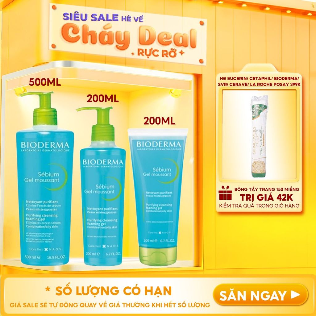 Gel Rửa Mặt Bioderma Ngăn Ngừa Mụn Cho Da Dầu Sebium Gel Moussant