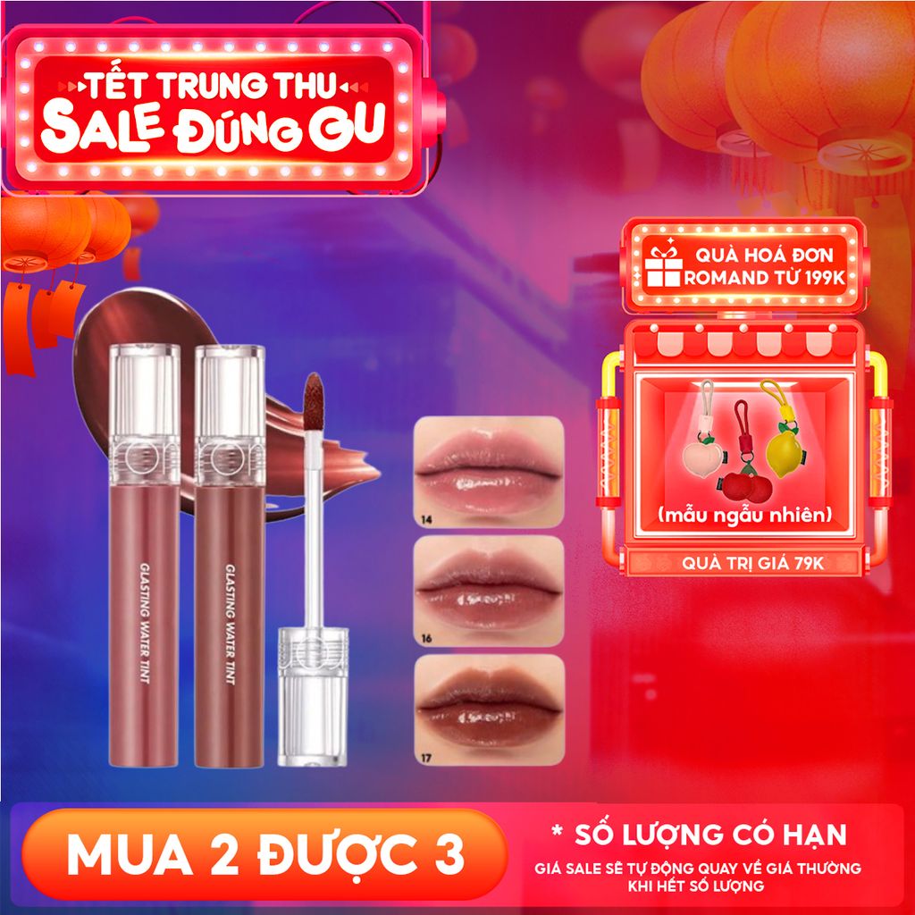 [Màu 1-17] Son Tint Nước Romand Siêu Lì, Lâu Trôi Glasting Water Tint 4g