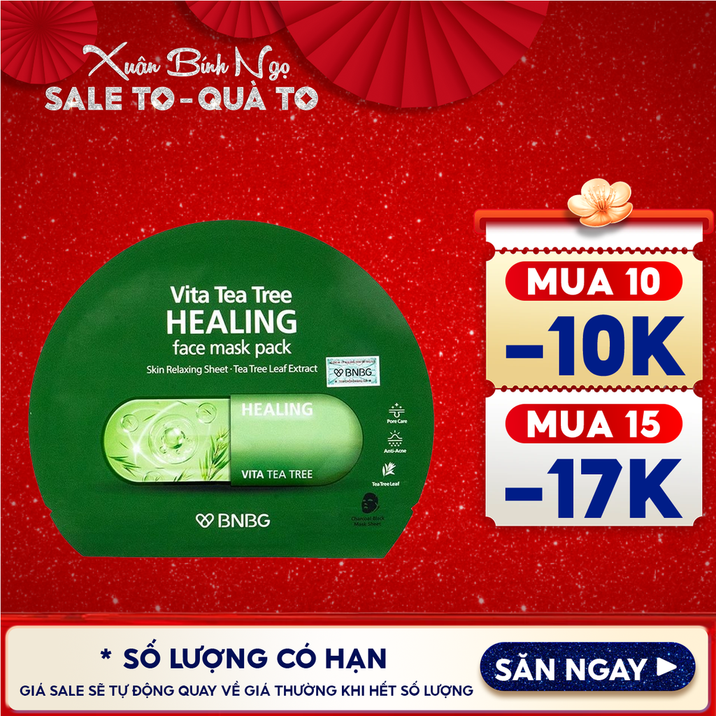 Mặt Nạ Miếng BNBG Thanh Lọc Da, Hỗ Trợ Giảm Mụn Chiết Xuất Tràm Trà Vita Tea Tree Healing Face Mask Pack 30ml