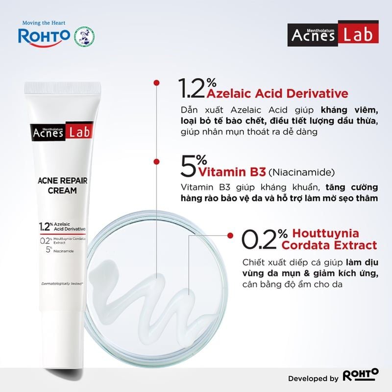 Kem Dưỡng Hỗ Trợ Giảm Mụn Chuyên Sâu Acnes Lab Acne Repair Cream 20g