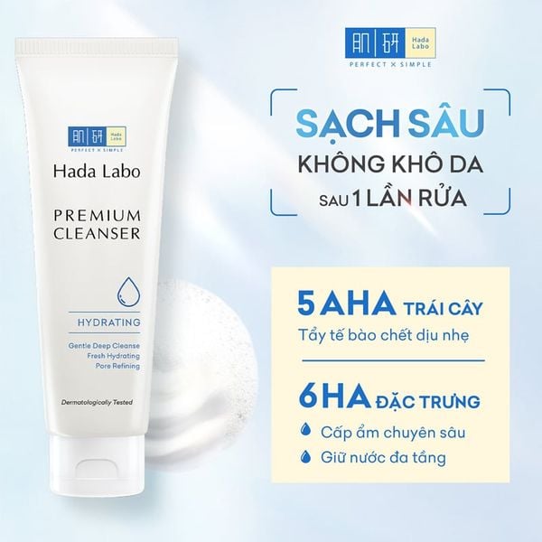  Sữa Rửa Mặt Hada Labo Dưỡng Ẩm Da Cao Cấp Premium Cleanser Hydrating 100g 