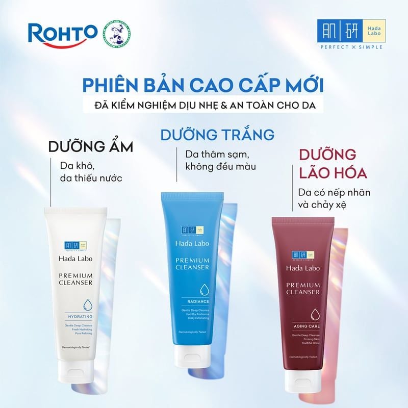 Sữa Rửa Mặt Hỗ Trợ Dưỡng Trắng Da Cao Cấp Hada Labo Premium Cleanser Radiance 100g