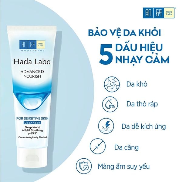  Sữa Rửa Mặt Hada Labo Dưỡng Ẩm Cho Da Nhạy Cảm Advanced Nourish For Sensitive Skin Cleanser 80g 