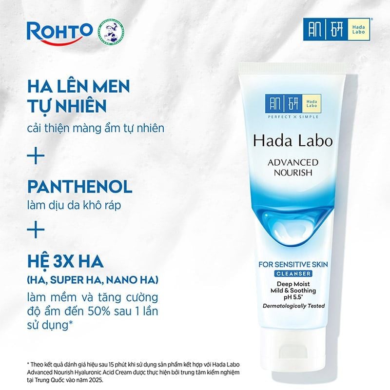 Sữa Rửa Mặt Hada Labo Dưỡng Ẩm Cho Da Nhạy Cảm Advanced Nourish For Sensitive Skin Cleanser 80g