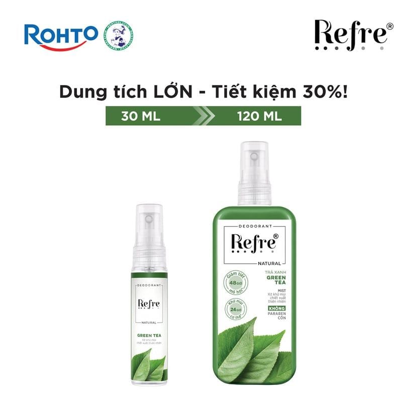 Xịt Khử Mùi Refre Natural Trắng Da, Giảm Thâm Sạm, Hỗ Trợ Se Khít Lỗ Chân Lông Deodorant Mist
