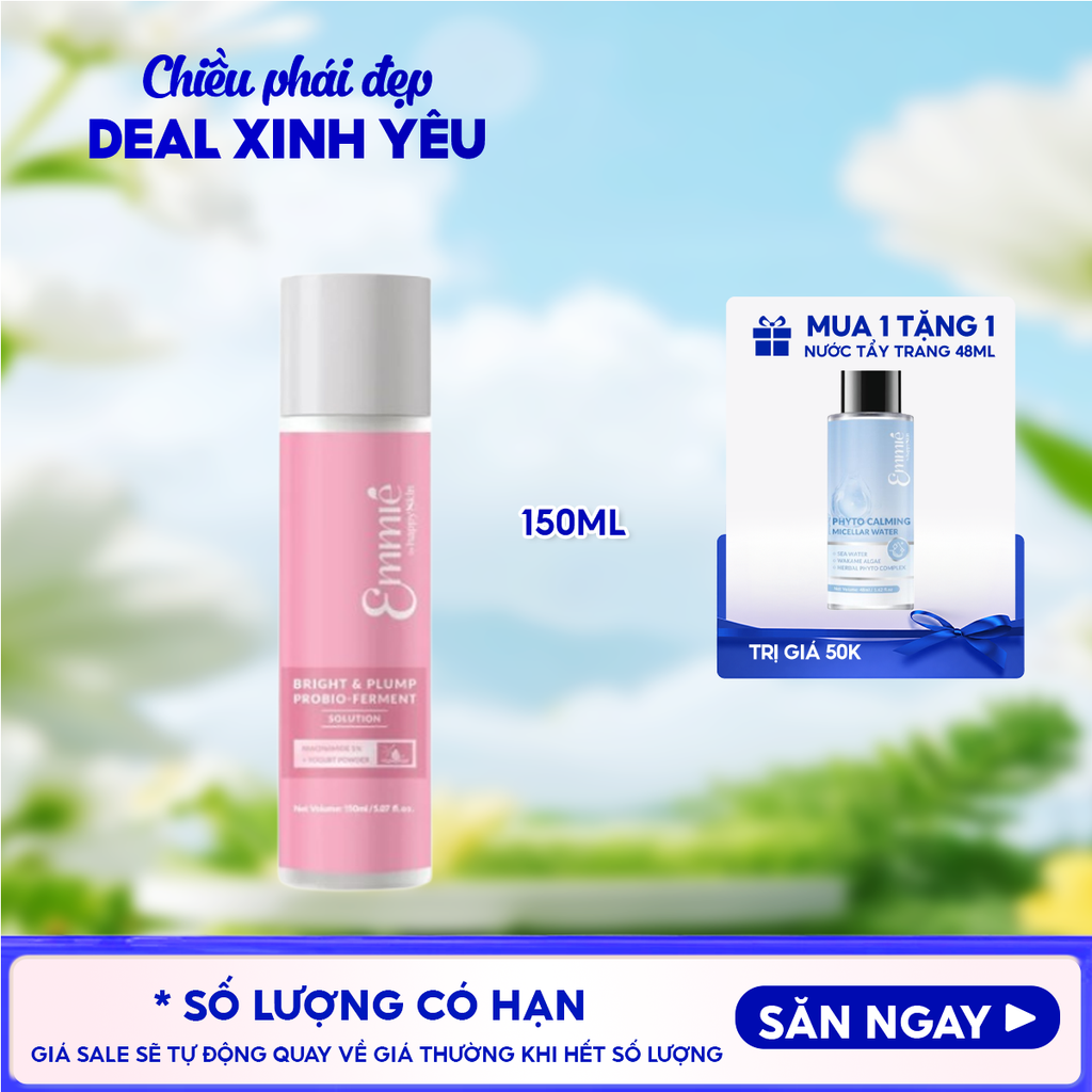 Nước Dưỡng Emmié by Happyskin 5% Nia Hỗ Trợ Dưỡng Sáng, Căng Mọng Da Bright & Plump Probio - Ferment Solution 150ml