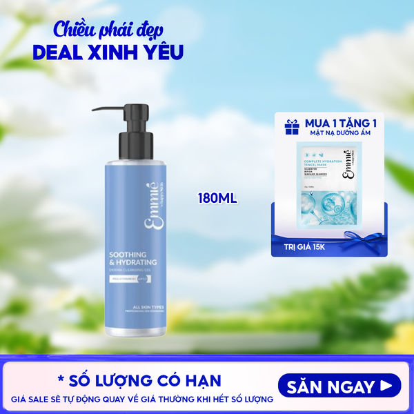  Gel Rửa Mặt Emmié by Happyskin Dịu Nhẹ Cấp Ẩm Sâu Soothing & Hydrating Derma Cleansing Gel 180ml 