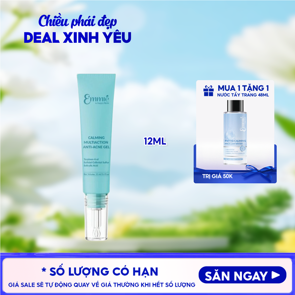  Gel Chấm Mụn Emmié by Happyskin Làm Dịu Da Cải Thiện Mụn Calming Multiaction Anti-Acne Gel 12ml 