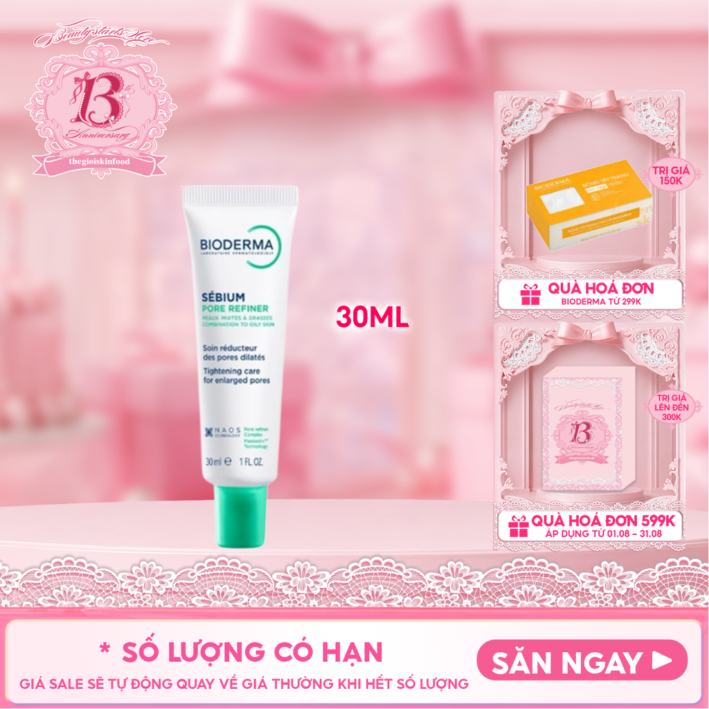 Kem Dưỡng Bioderma Thu Nhỏ Lỗ Chân Lông, Kiểm Soát Dầu Sebium Pore Refiner 30ml