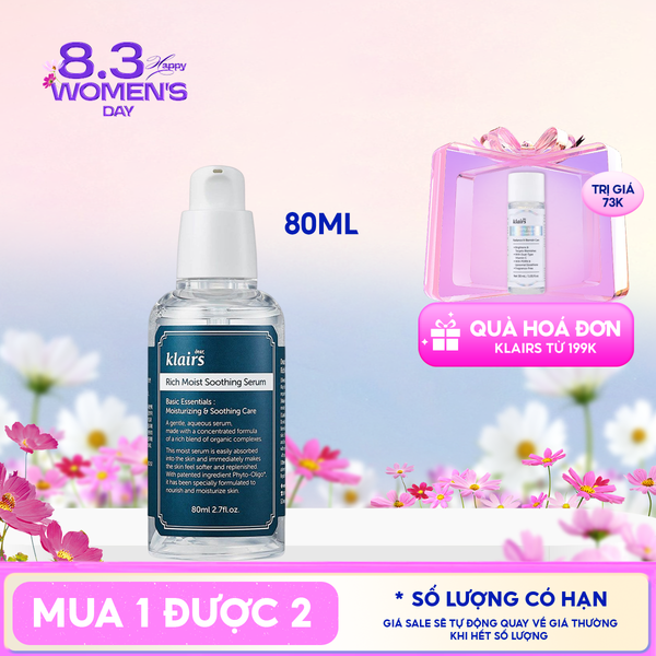  Serum Klairs Dưỡng Ẩm Sâu Klairs Rich Moist Soothing Serum 80ml 