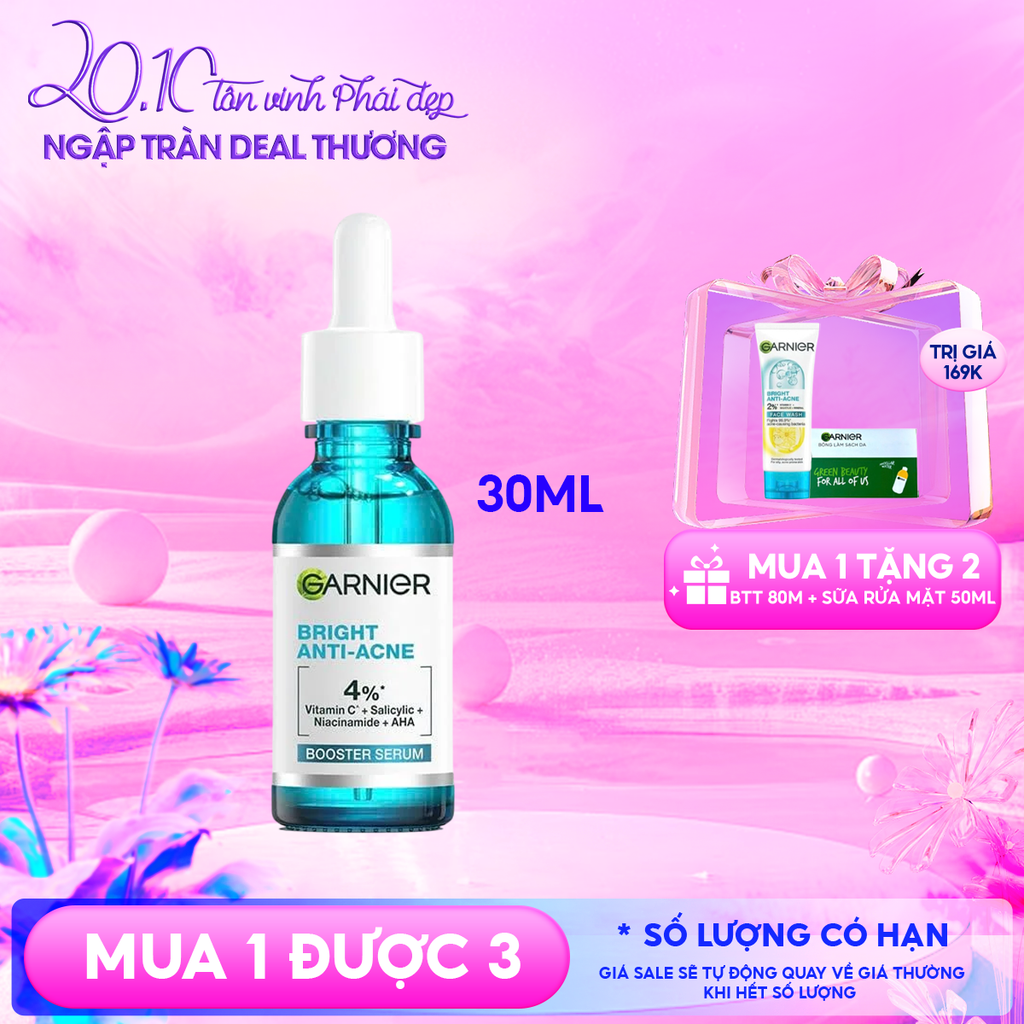 Serum Garnier Tinh Chất Dưỡng Sáng Da, Mờ Thâm Nám Skin Naturals Bright Complete Anti - Acne Booster Serum