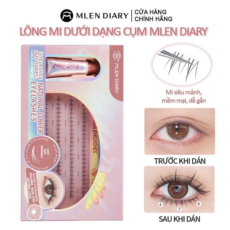 Lông Mi Dưới Mlen Diary Dạng Cụm, Tự Nhiên