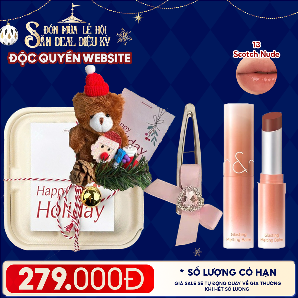 Hộp Quà Giáng Sinh: Son Romand + Kẹp Tóc Ngẫu Nhiên + Set Quà Gấu + Hộp Bã Mía