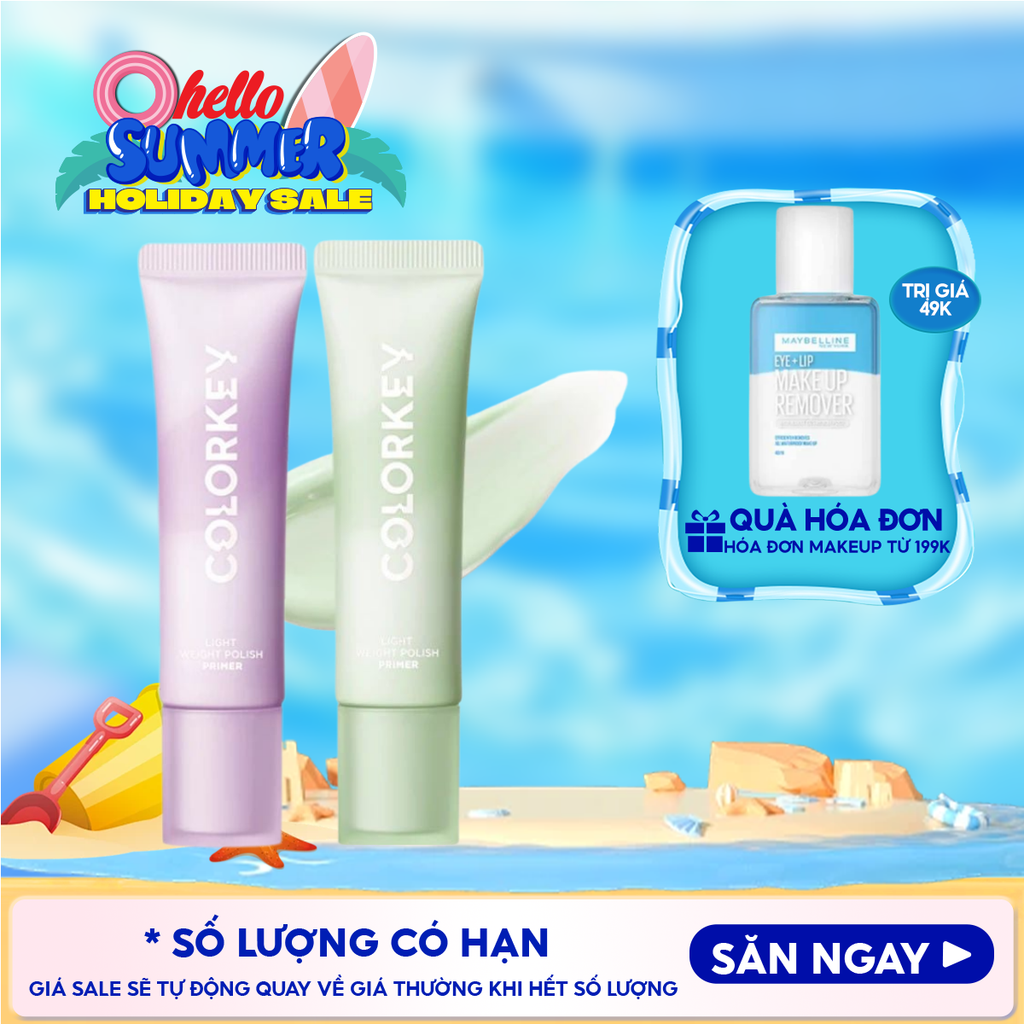 Kem Lót Trang Điểm Colorkey Mỏng Nhẹ, Nâng Tông, Làm Đều Màu Da Light Weight Polish Primer 30g