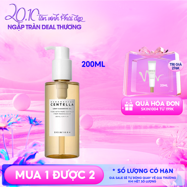  Dầu Tẩy Trang Skin1004 Làm Sạch Sâu, Dịu Nhẹ Chiết Xuất Rau Má Madagascar Centella Light Cleansing Oil 200ml 