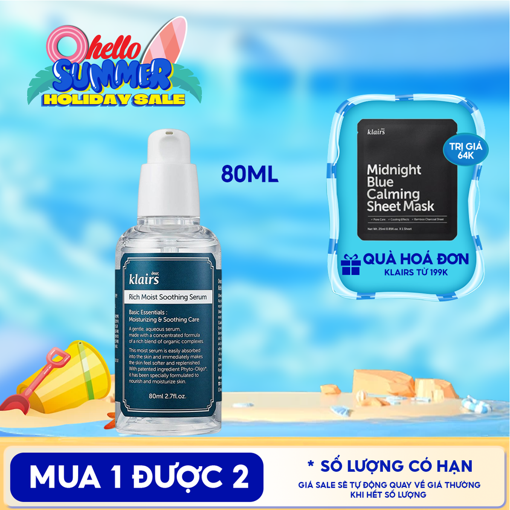 Serum Klairs Dưỡng Ẩm Sâu Klairs Rich Moist Soothing Serum 80ml