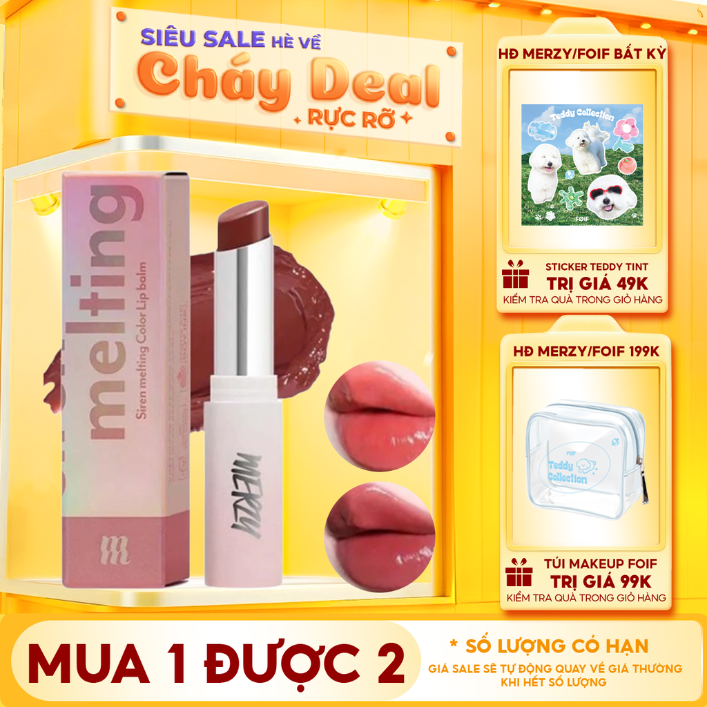 [LB1 -LB8] Son Dưỡng Ẩm Có Màu Cho Môi Mềm Mịn, Căng Mọng Merzy Siren Melting Color Lip Balm 3g