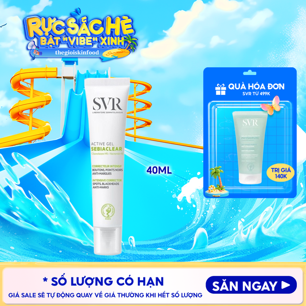 Kem Dưỡng SVR Kiểm Soát Dầu Nhờn, Cải Thiện Mụn & Mờ Thâm Sebiaclear Active Gel 40ml 