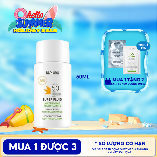  Kem Chống Nắng LABORATORIOS BABÉ Kiểm Soát Dầu Super Fluid Mattifying Sunscreen SPF50 50ml 