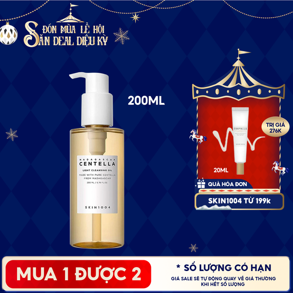  Dầu Tẩy Trang Skin1004 Làm Sạch Sâu, Dịu Nhẹ Chiết Xuất Rau Má Madagascar Centella Light Cleansing Oil 200ml 