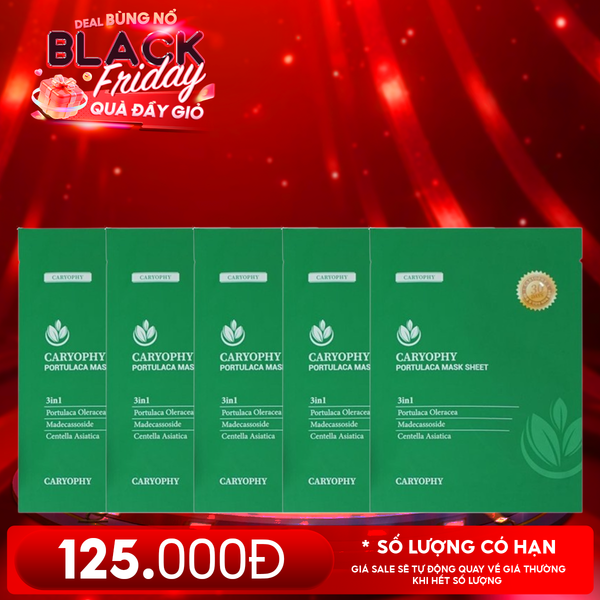  Combo 5 Miếng Mặt Nạ Làm Dịu, Phục Hồi Dành Cho Da Dầu Mụn Caryophy Portulaca Mask Sheet 