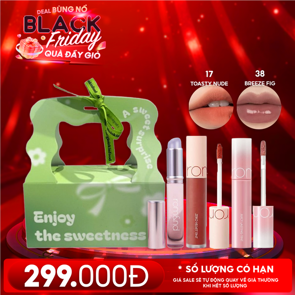  Combo Quà Tặng 20/11: Son Kem Lì Romand Zero Velvet Tint + Son Tint Lì Romand Juicy Lasting Tint + Cọ Môi Silicon + Túi Quà 