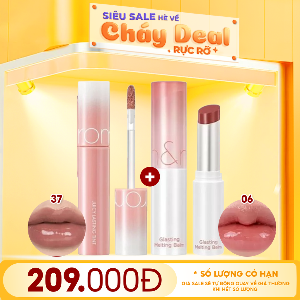 Combo Son Romand: Son Tint Lì Romand Juicy Lasting Tint + Son Dưỡng Romand Glasting Melting Balm #06 Kaya Fig