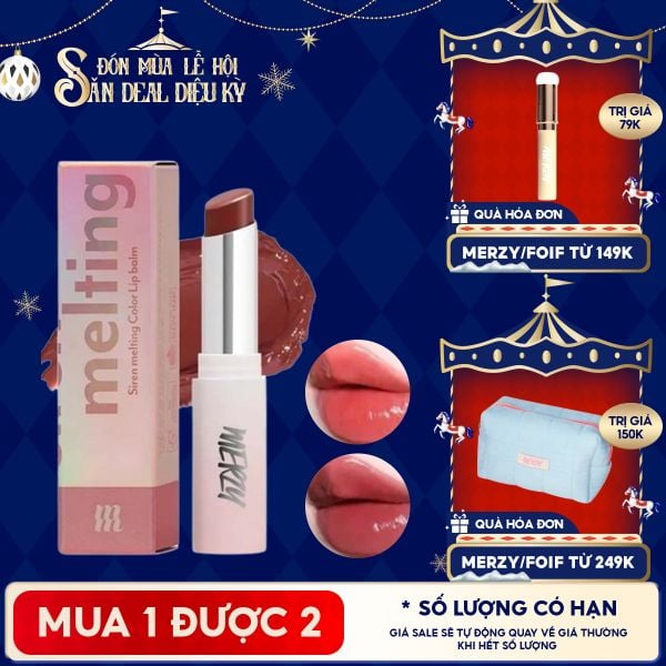  [LB1 -LB8] Son Dưỡng Ẩm Merzy Có Màu Cho Môi Mềm Mịn, Căng Mọng Siren Melting Color Lip Balm 3g 