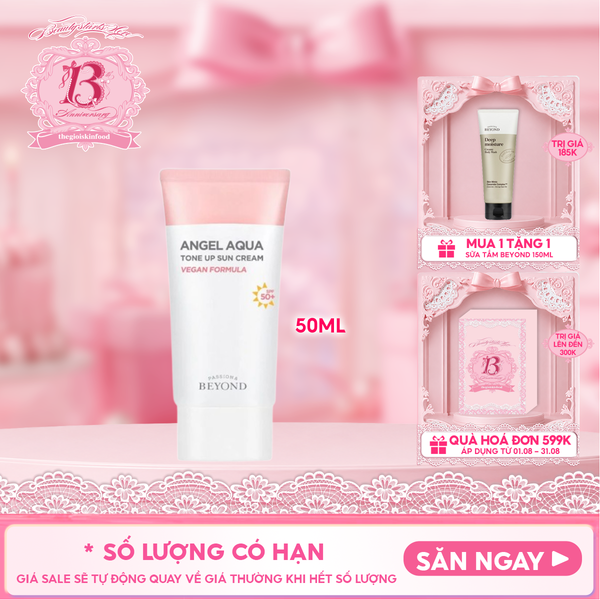  Kem Chống Nắng Beyond Cấp Ẩm, Nâng Tông Da, Thuần Chay Angel Aqua Tone-up Suncream SPF 50+ PA ++++ 50ml 