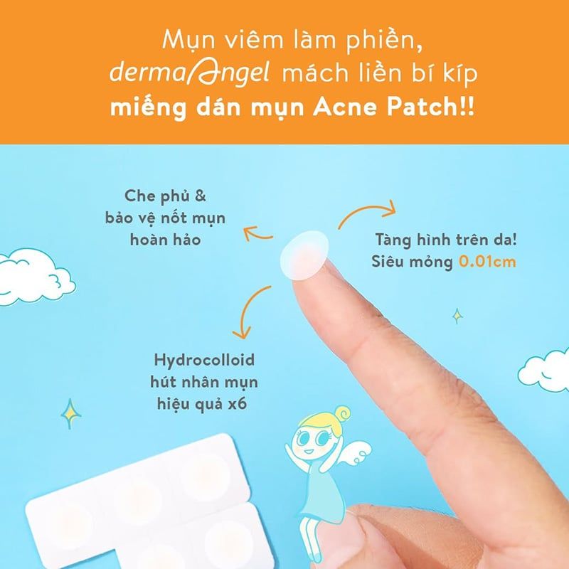 Miếng Dán Mụn Dùng Cho Ngày Và Đêm Derma Angel Acne Patch Original