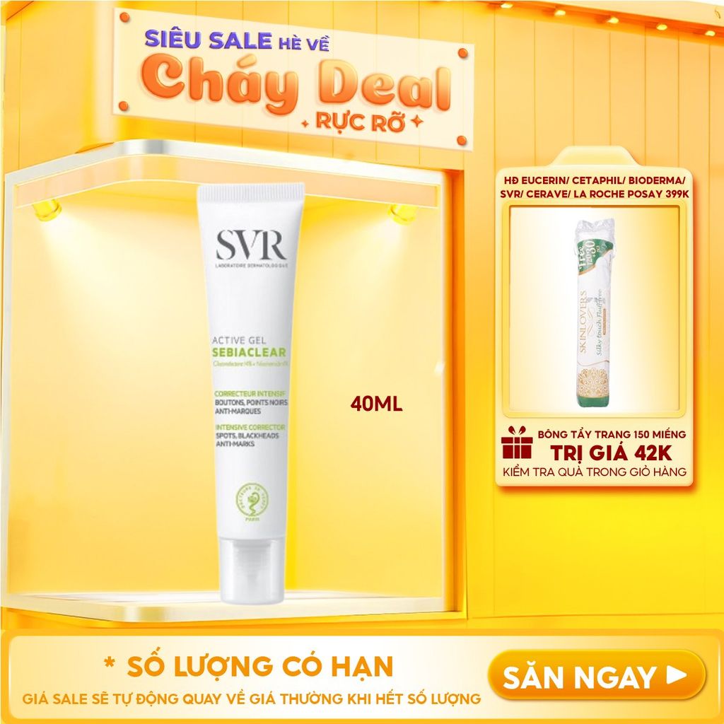 Kem Dưỡng SVR Kiểm Soát Dầu Nhờn, Cải Thiện Mụn & Mờ Thâm Sebiaclear Active Gel 40ml