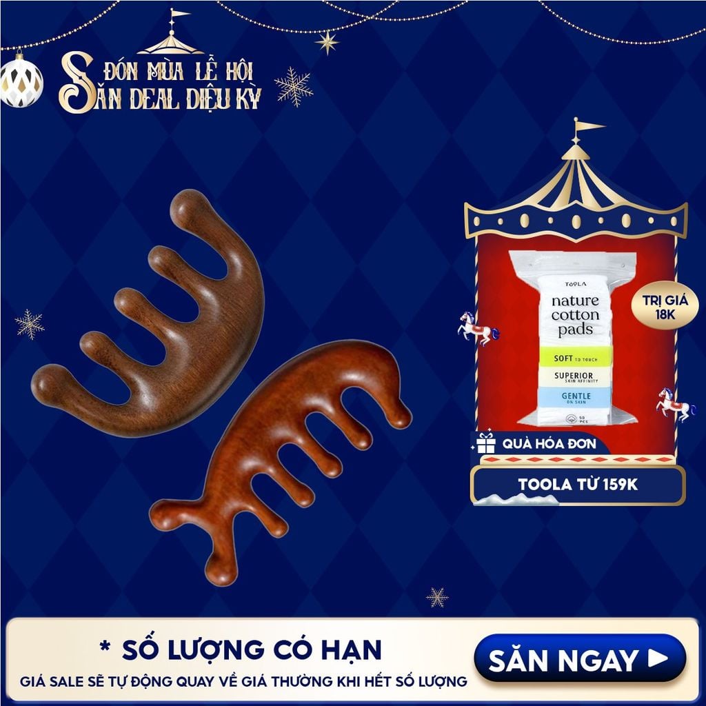 [NHẬP KHẨU] Lược Gỗ Đàn Hương TOOLA Massage Da Đầu Head Massage Comb