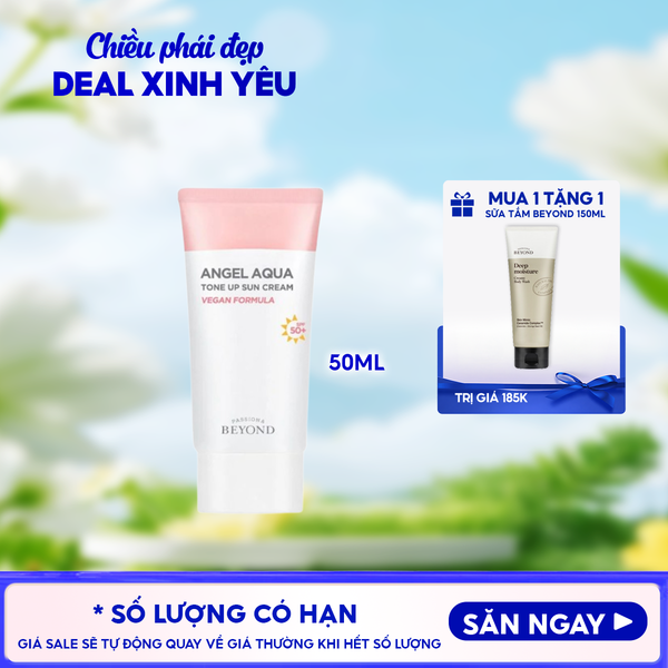  Kem Chống Nắng Beyond Cấp Ẩm, Nâng Tông Da, Thuần Chay Angel Aqua Tone-up Suncream SPF 50+ PA ++++ 50ml 