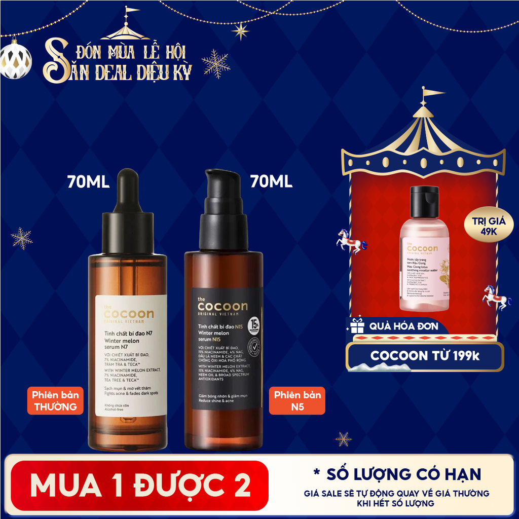 Serum Cocoon Hỗ Trợ Giảm Mụn, Làm Mờ Vết Thâm Xuất Bí Đao Cocoon Winter Melon Serum 70ml