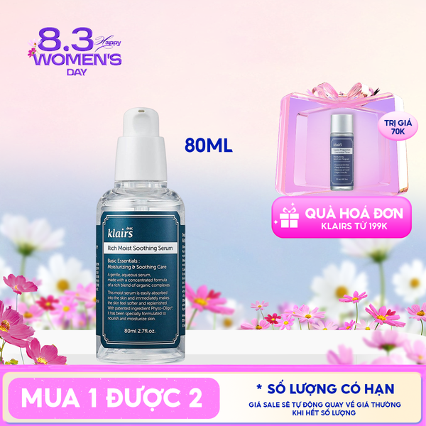  Serum Klairs Dưỡng Ẩm Sâu Klairs Rich Moist Soothing Serum 80ml 