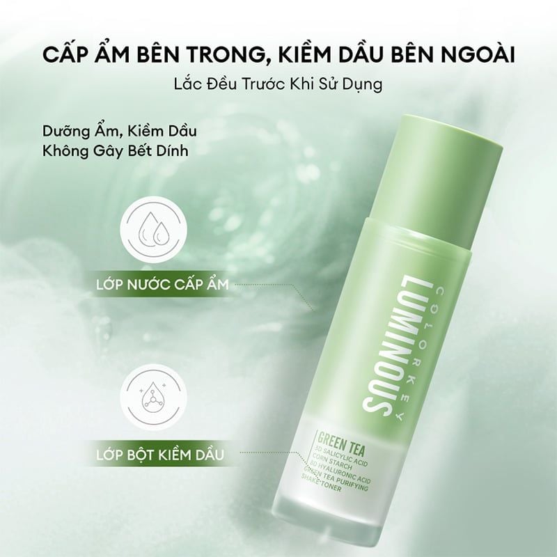 Nước Cân Bằng Colorkey Trà Xanh Luminous Green Tea Purifying Shake Toner 100ml