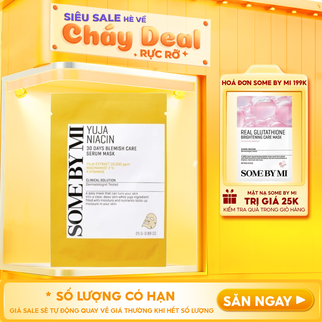 Mặt Nạ Some By Mi Hỗ Trợ Dưỡng Sáng Da Chiết Xuất Quả Thanh Yên Yuja Niacin Blemish Care Serum Mask 25g