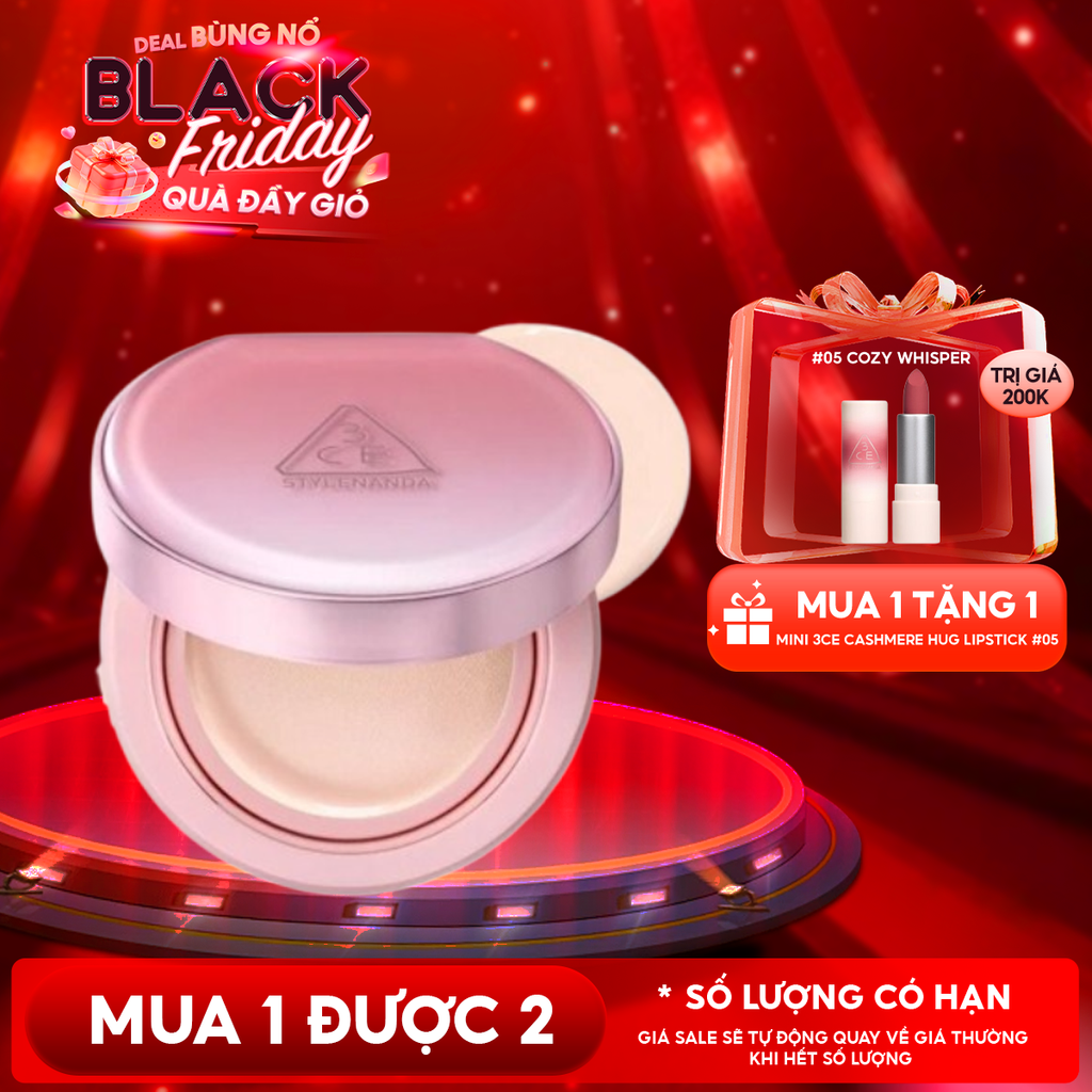 Phấn Nước 3CE Giúp Da Sáng Tự Nhiên Fitting Mesh Cover Cushion 11g