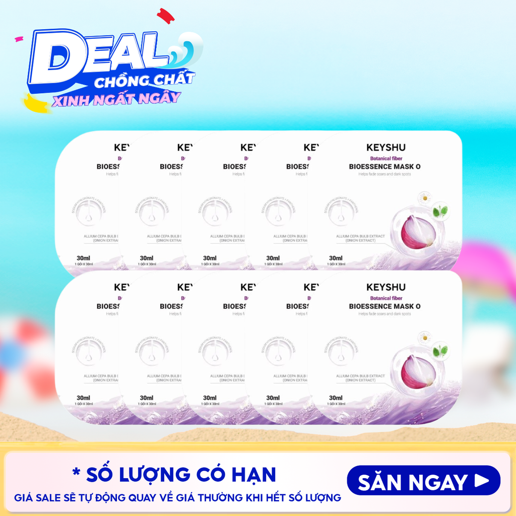 Combo 10 Miếng Mặt Nạ Keyshu Dưỡng Ẩm, Làm Mềm Da, Hỗ Trợ Ngừa Lão Hóa Bioessence Mask 30ml
