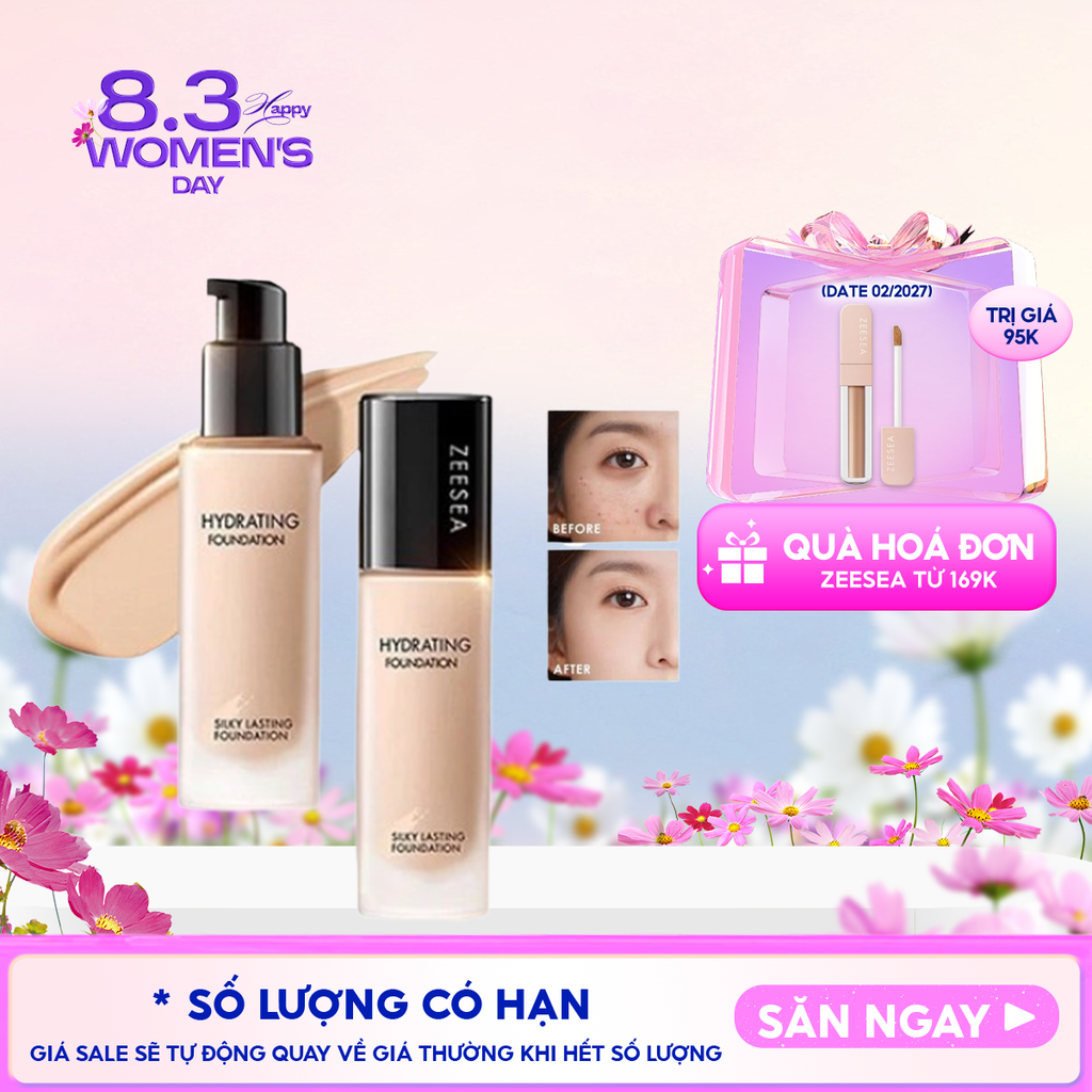 Kem Nền Zeesea Hỗ Trợ Kiềm Dầu, Che Khuyết Điểm Tốt Lâu Trôi Silky Lasting Foundation 30g