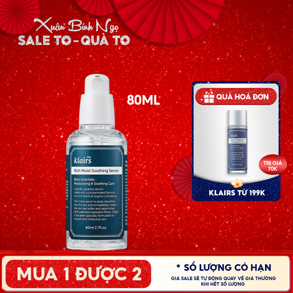  Serum Klairs Dưỡng Ẩm Sâu Klairs Rich Moist Soothing Serum 80ml 