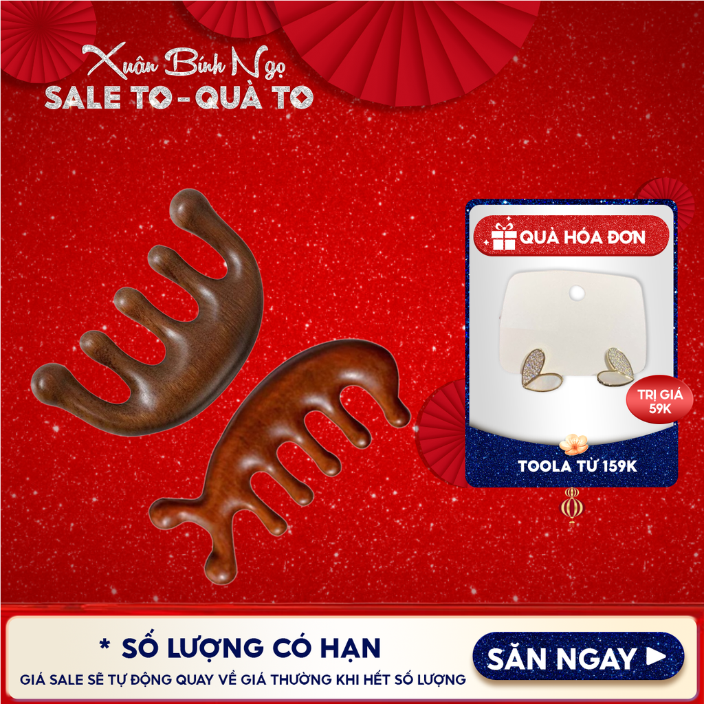 [NHẬP KHẨU] Lược Gỗ Đàn Hương TOOLA Massage Da Đầu Head Massage Comb