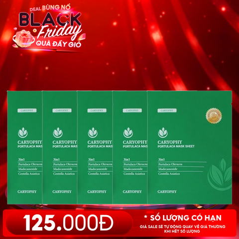 Combo 5 Miếng Mặt Nạ Làm Dịu, Phục Hồi Dành Cho Da Dầu Mụn Caryophy Portulaca Mask Sheet